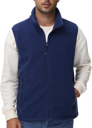 Eco-Friendly Fleece Vest, Soft Anti-Pilling with Zippered Pockets for Camping Office, Lightweight Sleeveless Jacket