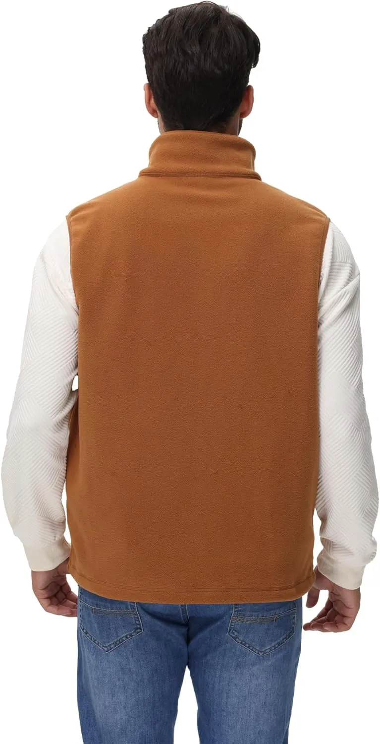 Eco-Friendly Fleece Vest, Soft Anti-Pilling with Zippered Pockets for Camping Office, Lightweight Sleeveless Jacket