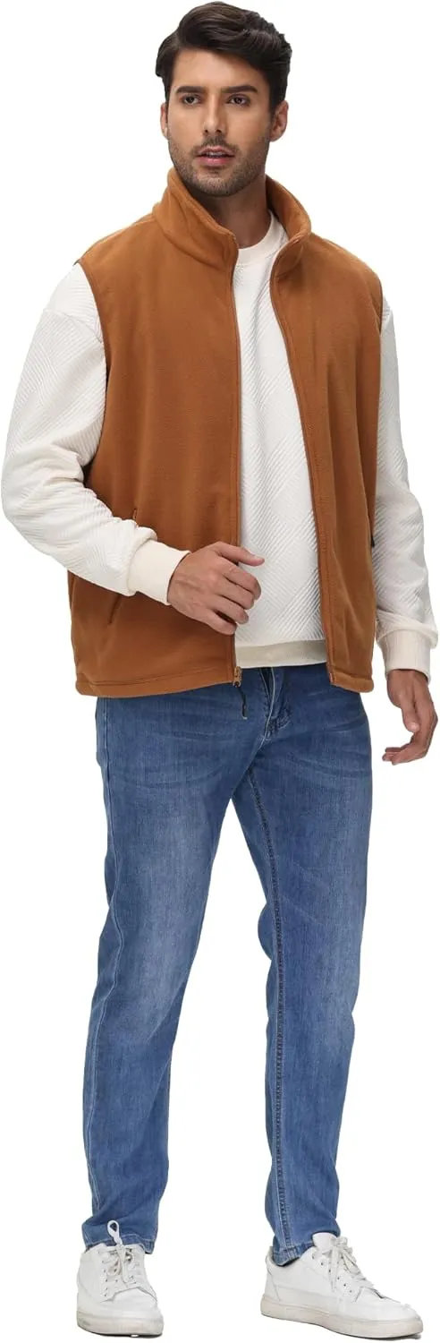 Eco-Friendly Fleece Vest, Soft Anti-Pilling with Zippered Pockets for Camping Office, Lightweight Sleeveless Jacket
