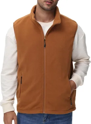 Eco-Friendly Fleece Vest, Soft Anti-Pilling with Zippered Pockets for Camping Office, Lightweight Sleeveless Jacket