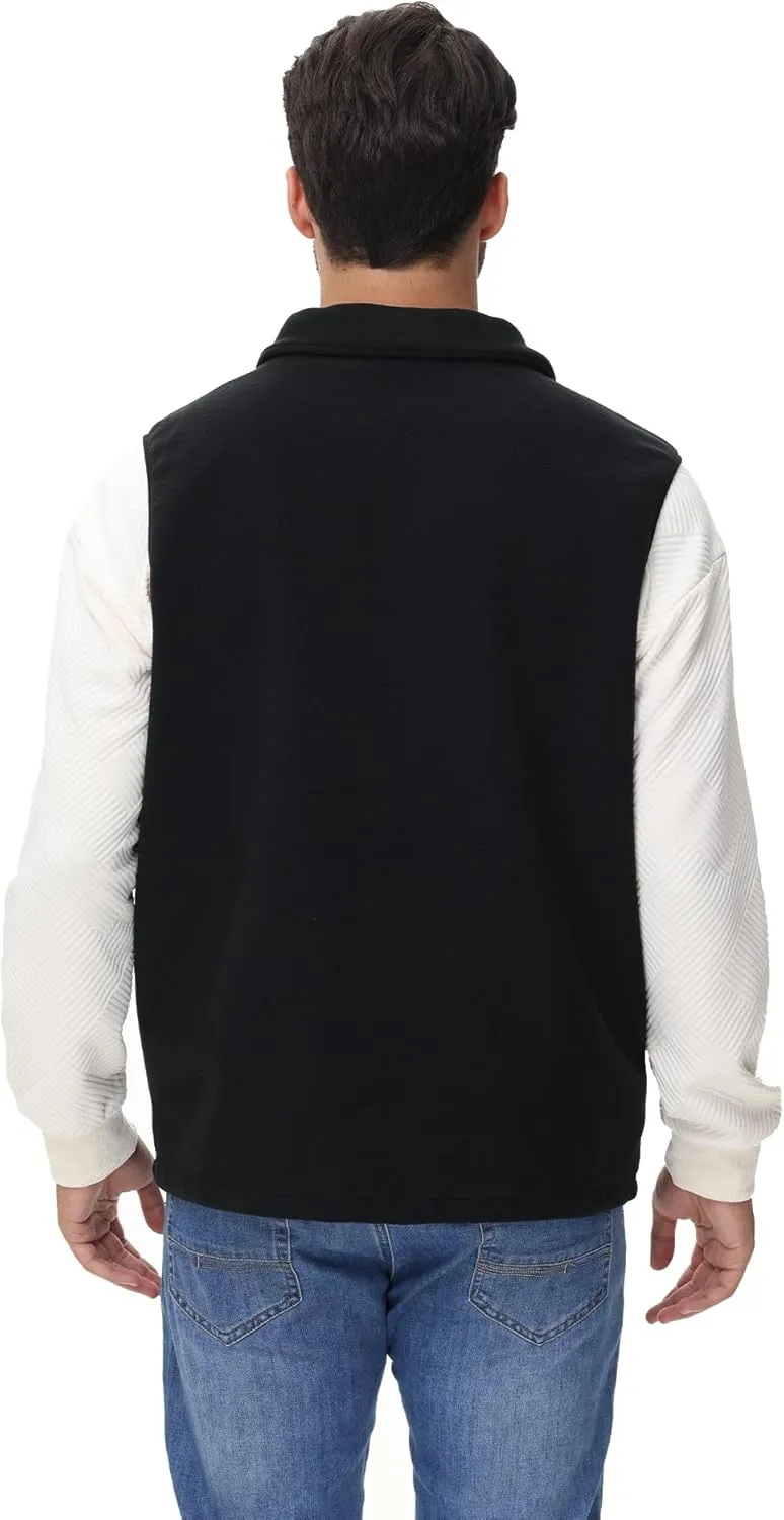 Eco-Friendly Fleece Vest, Soft Anti-Pilling with Zippered Pockets for Camping Office, Lightweight Sleeveless Jacket
