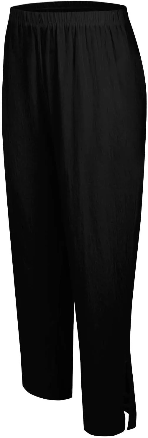 Eco-Friendly Linen Pants Women Elastic Waist Straight Leg Lightweight Beach Yoga Trousers with Slits
