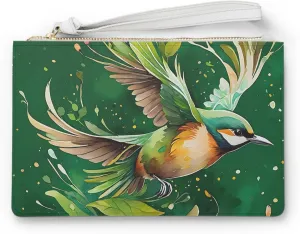 Elegant Floral Bird Clutch Bag, Eco-Friendly Boho Purse, Festival Party Wedding Accessory, Vintage Chic Fashion