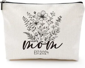 Eronm Floral Mom Makeup Bag, Small Cosmetic Bag, Waterproof Canvas Makeup Pouch for Purse, Birthday Christmas Mother's Day Gifts for Women Mom Daughter Friends, Travel Essentials for Women-A38