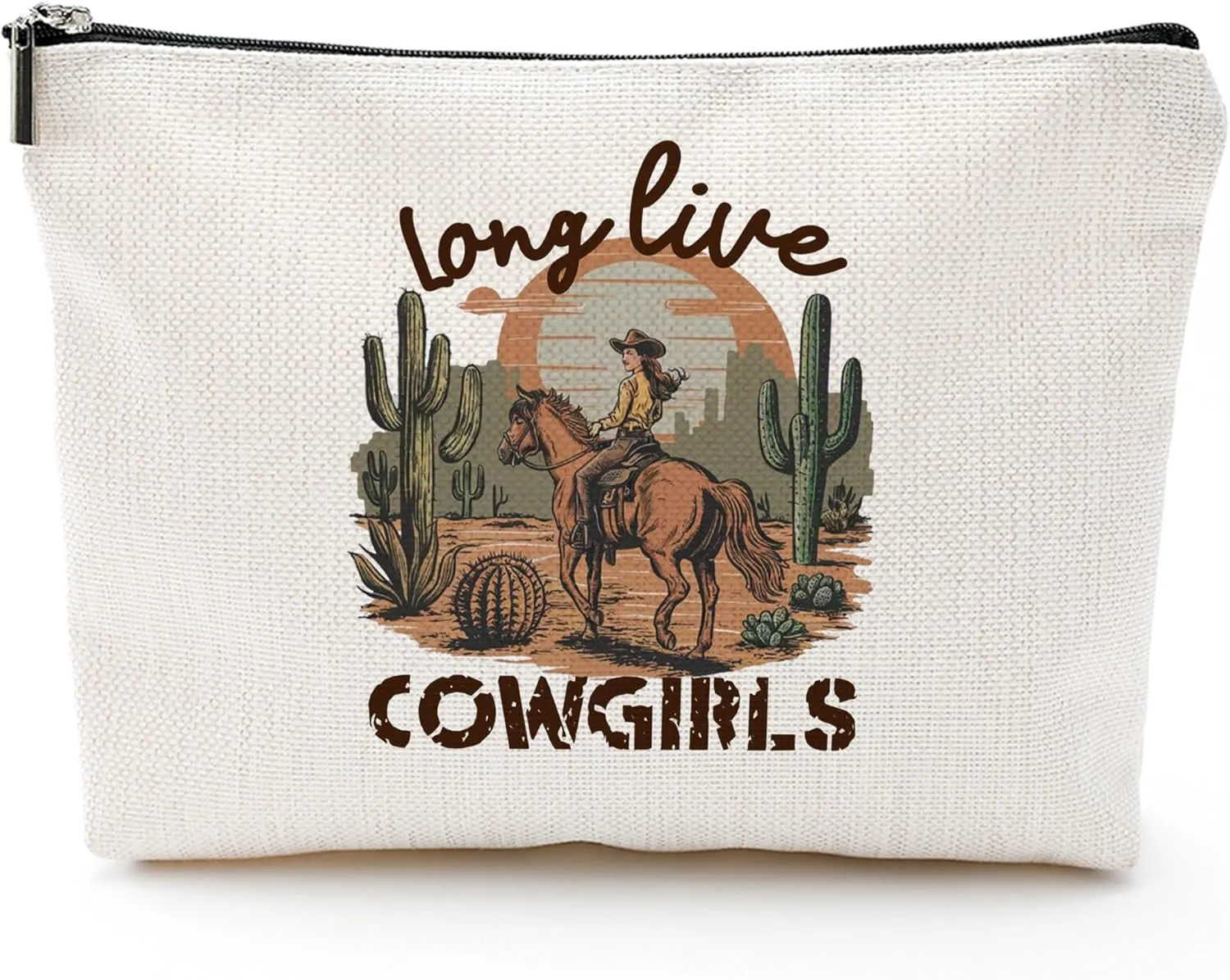 Eronm Western Makeup Bag, Long Live Cowgirls Makeup Bag, Small Cosmetic Bag for Purse Cosmetics, Travel Essentials Gifts for Women Girls, Birthday Mother's Day Christmas Gifts-B08