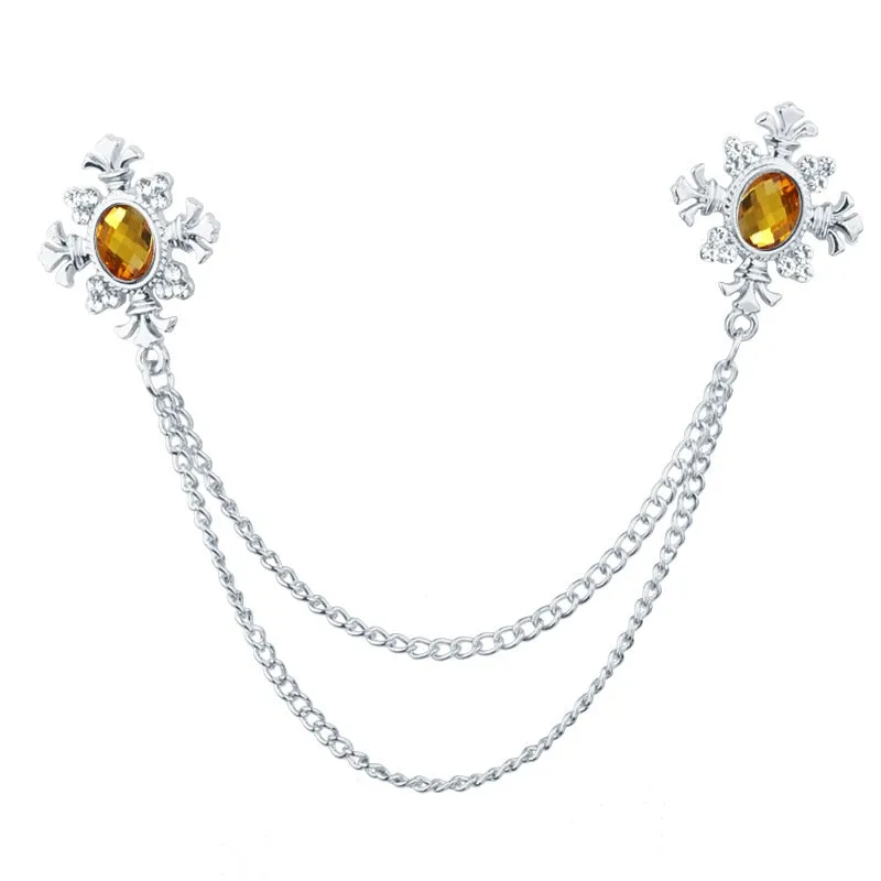 Fashion Tassel Crystal Cross Chain Brooch Women