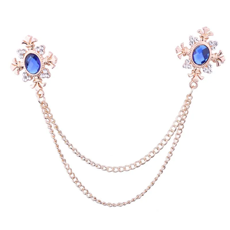 Fashion Tassel Crystal Cross Chain Brooch Women