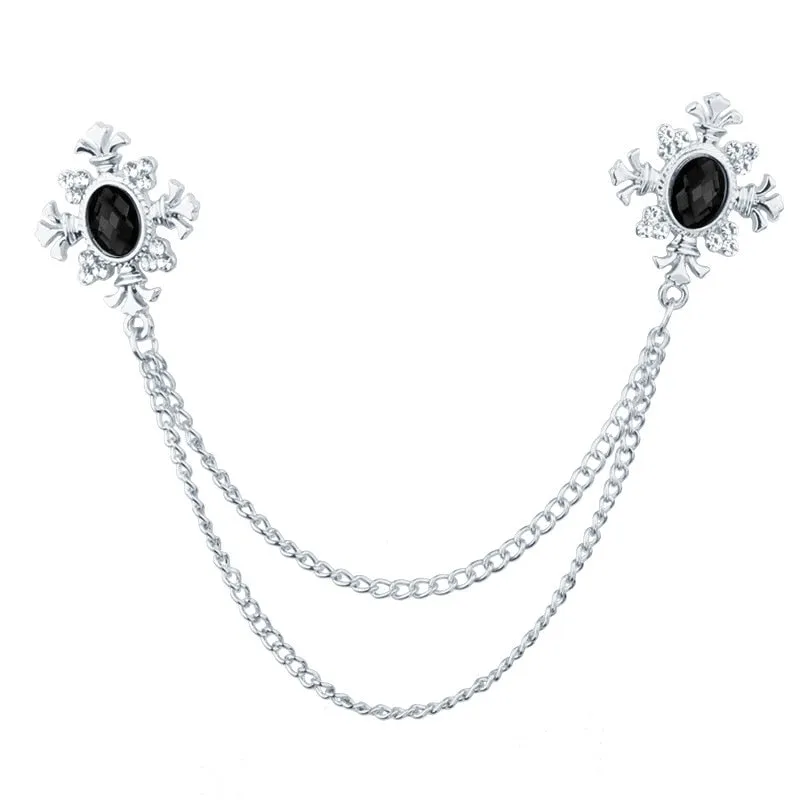 Fashion Tassel Crystal Cross Chain Brooch Women