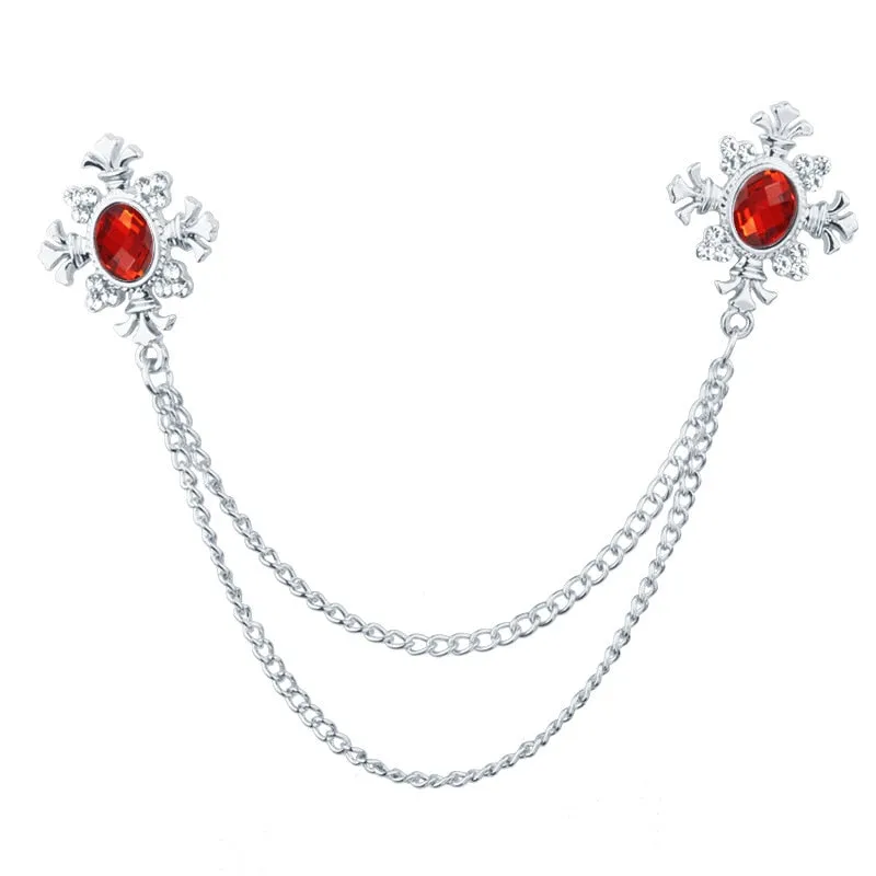 Fashion Tassel Crystal Cross Chain Brooch Women