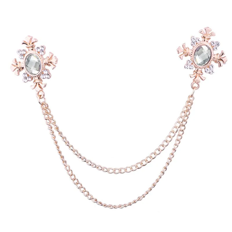 Fashion Tassel Crystal Cross Chain Brooch Women