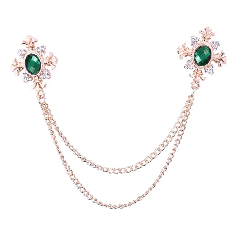 Fashion Tassel Crystal Cross Chain Brooch Women