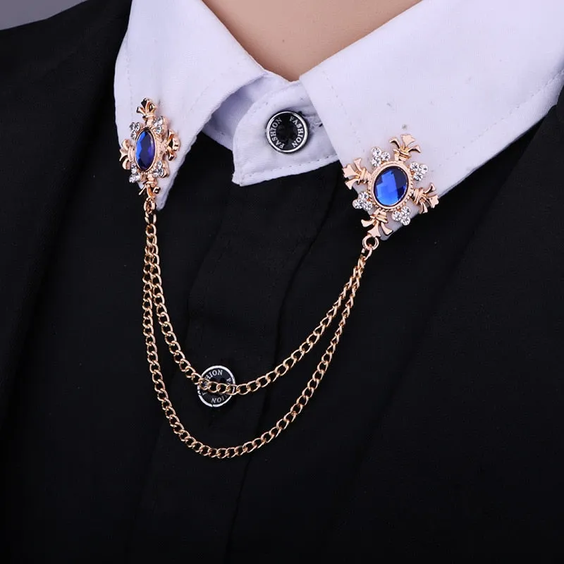 Fashion Tassel Crystal Cross Chain Brooch Women