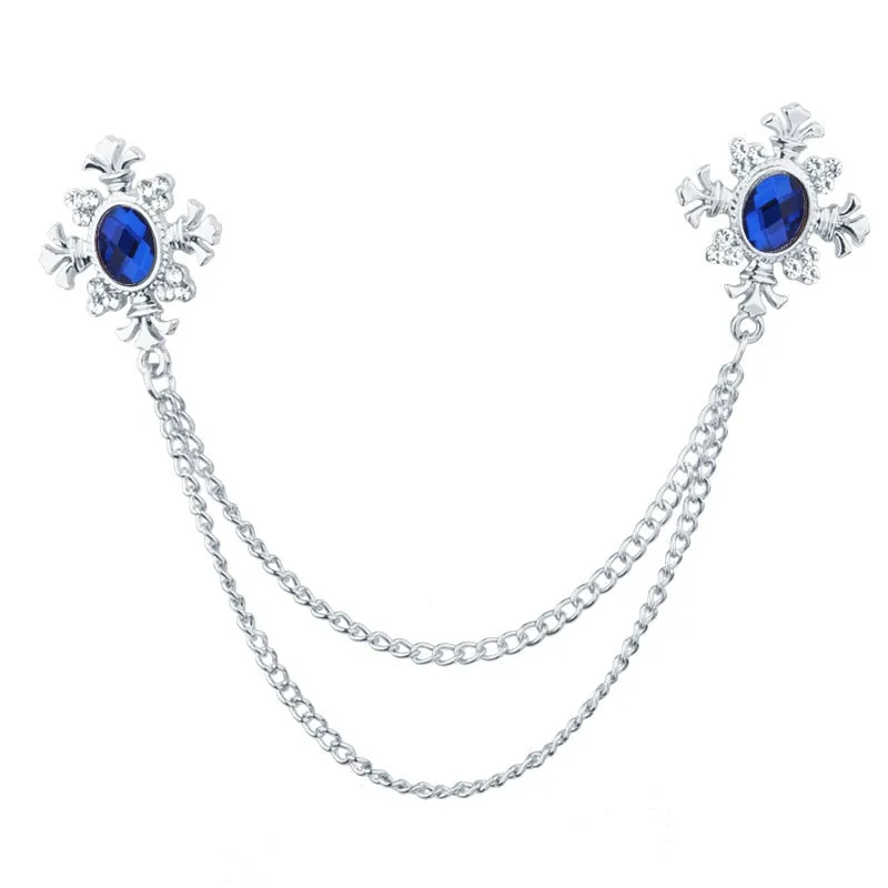 Fashion Tassel Crystal Cross Chain Brooch Women