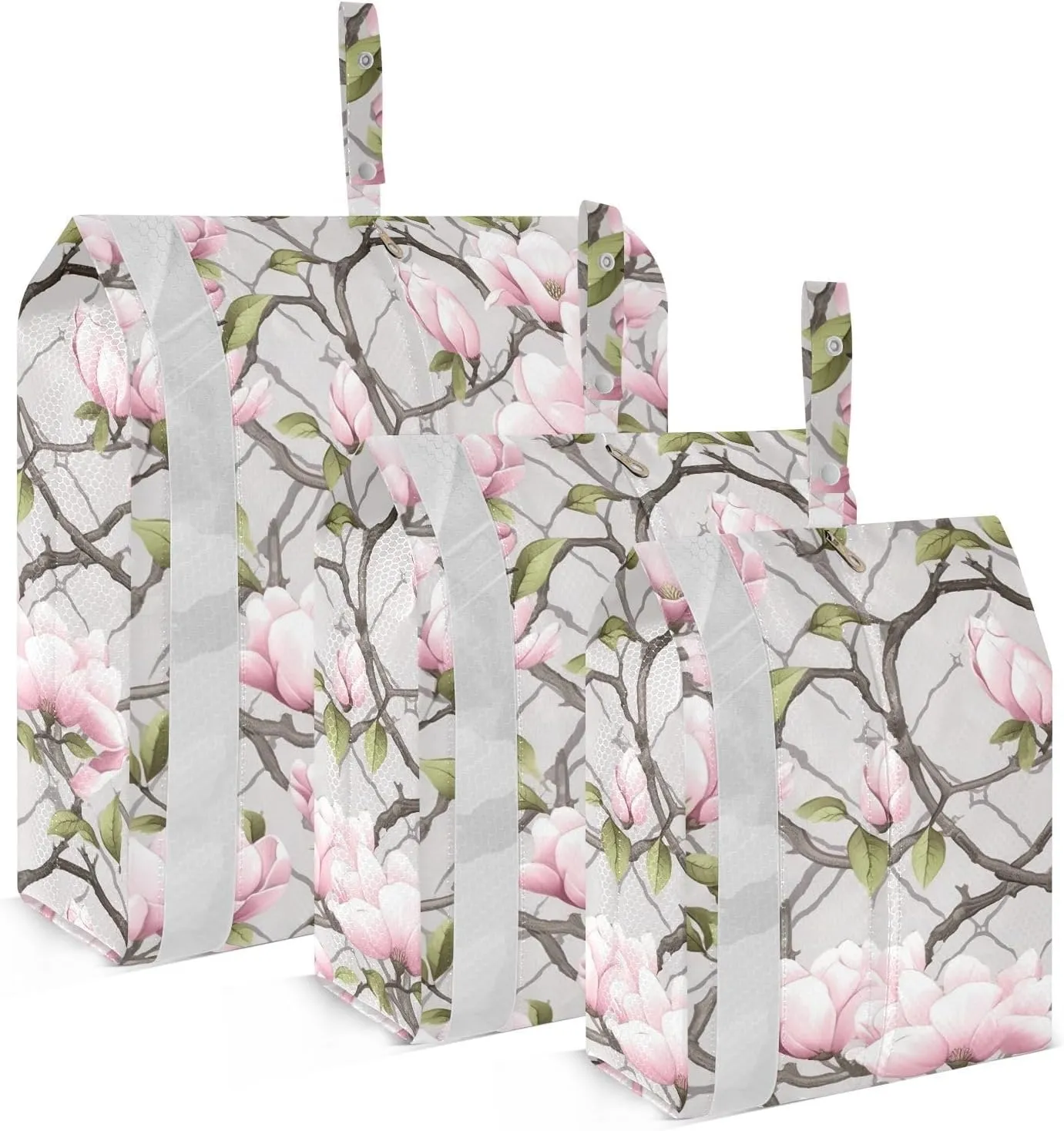 Flowers Branches Leaves Pink Packing Cubes for Travel 3 Set Packing Bags Luggage Bags for Travel