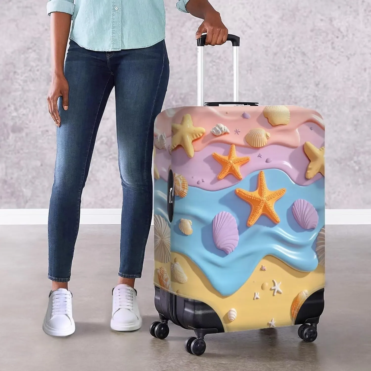 FOR U DESIGNS 30 Inch Suitcase Covers for International Travel Protective Luggage Cover Protector Oversized Bag Sleeves with Elastic Zipper Bottom 29-32 Inch