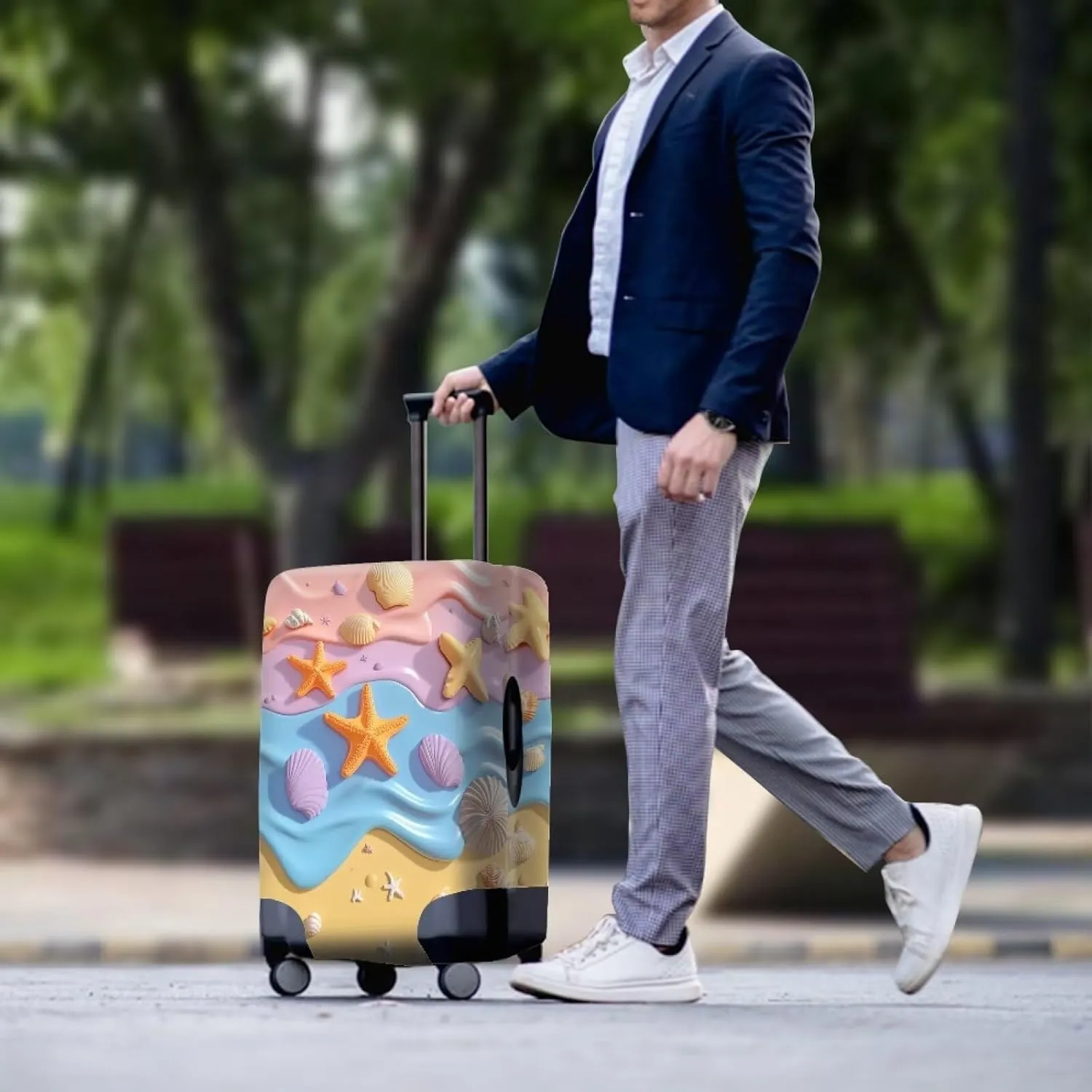 FOR U DESIGNS 30 Inch Suitcase Covers for International Travel Protective Luggage Cover Protector Oversized Bag Sleeves with Elastic Zipper Bottom 29-32 Inch