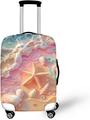 FOR U DESIGNS Beach Starfish Luggage Cover Protector for 18-21 Inch Carry on Suitcases Stretchy Zipper Bottom Scratch-Resistant Breathable Luggage Sleeves for Weekend Trips