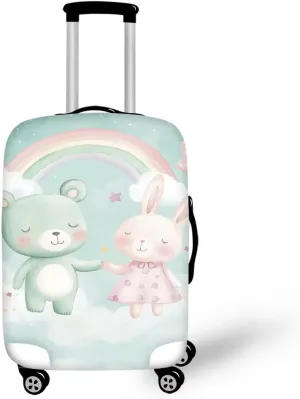 FOR U DESIGNS Bear Bunny Cartoon Carryon Luggage Cover Protector Stretchy Anti-Scratch Suitcase Sleeve Quick Install Foldable 25-28 Inch for Vacation Business Trips