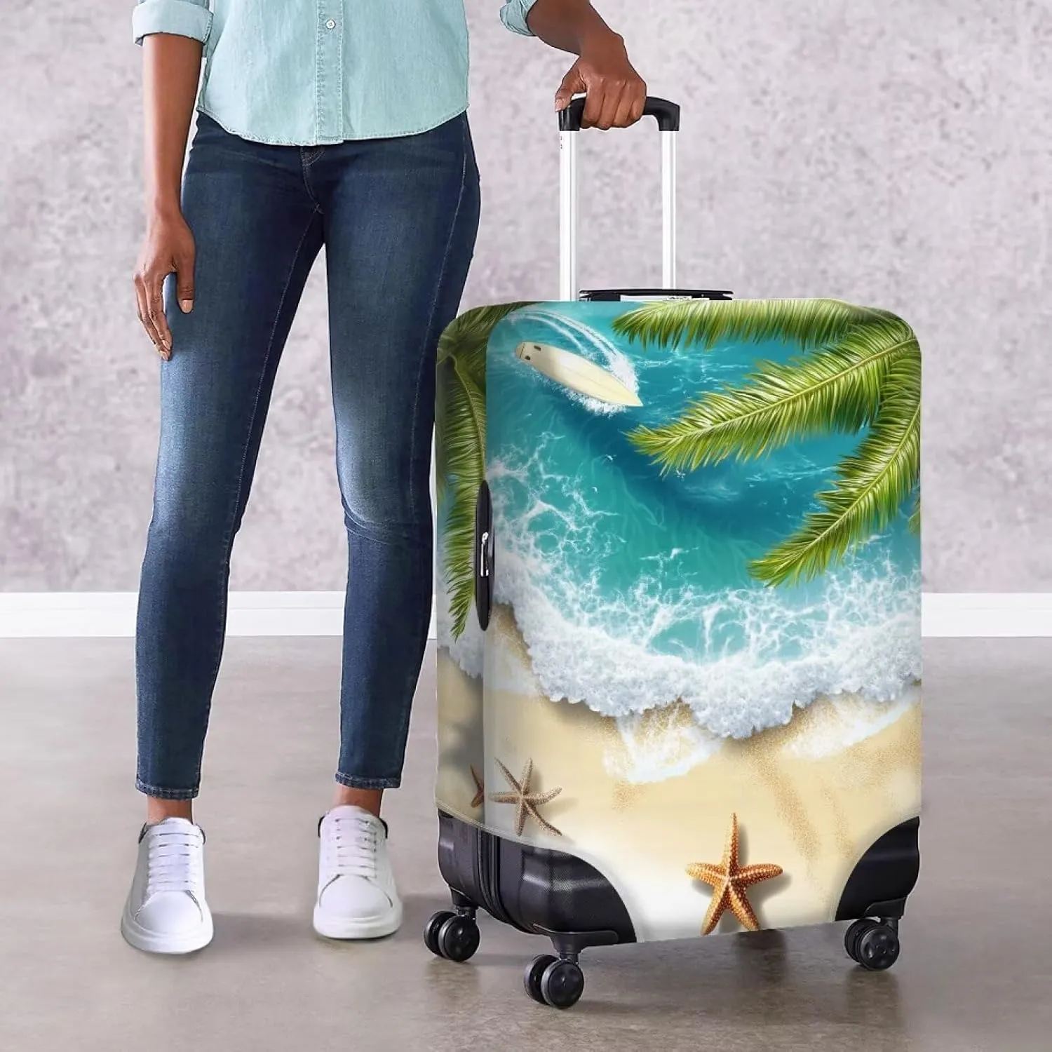 FOR U DESIGNS Luggage Covers for Suitcase 29-32 Inch Summer Beach Coconut Tree Print Protective Sleeve for International Relocation & Group Tour Protection