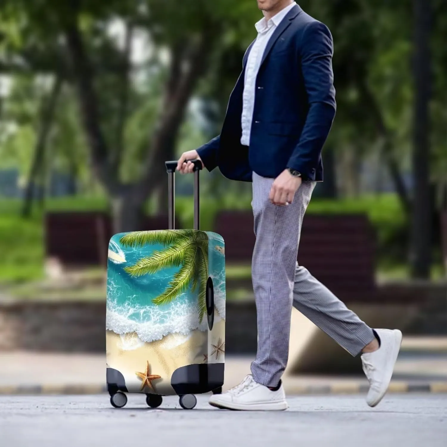 FOR U DESIGNS Luggage Covers for Suitcase 29-32 Inch Summer Beach Coconut Tree Print Protective Sleeve for International Relocation & Group Tour Protection
