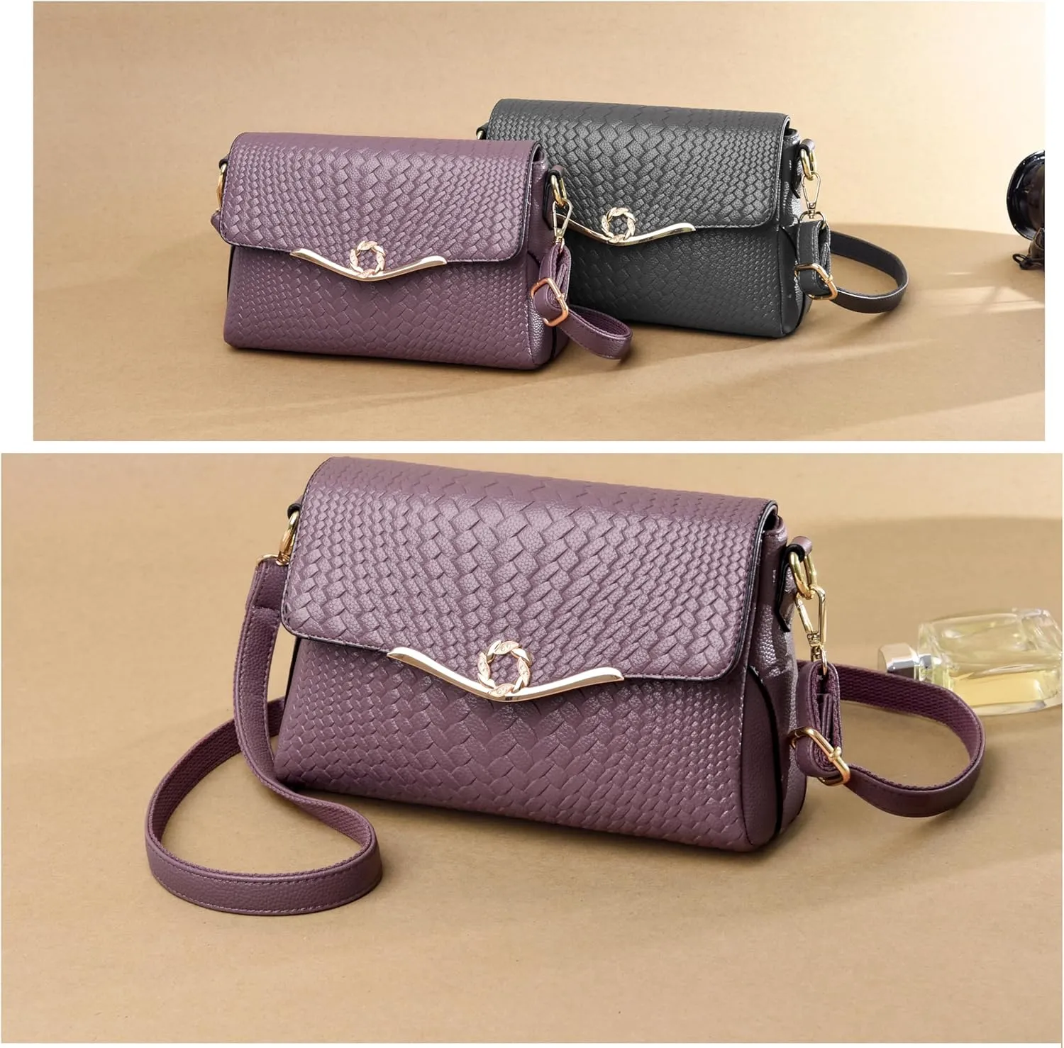 FSD. WG Crossbody Bags for Women Leather Ladies Shoulder Purses with Chain Strap Stylish Clutch Purse