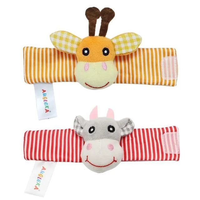 Garden Bug Baby Wrist and Foot Rattles and Cute Cartoon Animal Socks 3-24M