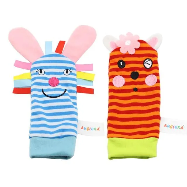 Garden Bug Baby Wrist and Foot Rattles and Cute Cartoon Animal Socks 3-24M