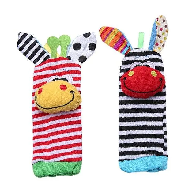 Garden Bug Baby Wrist and Foot Rattles and Cute Cartoon Animal Socks 3-24M