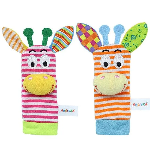 Garden Bug Baby Wrist and Foot Rattles and Cute Cartoon Animal Socks 3-24M