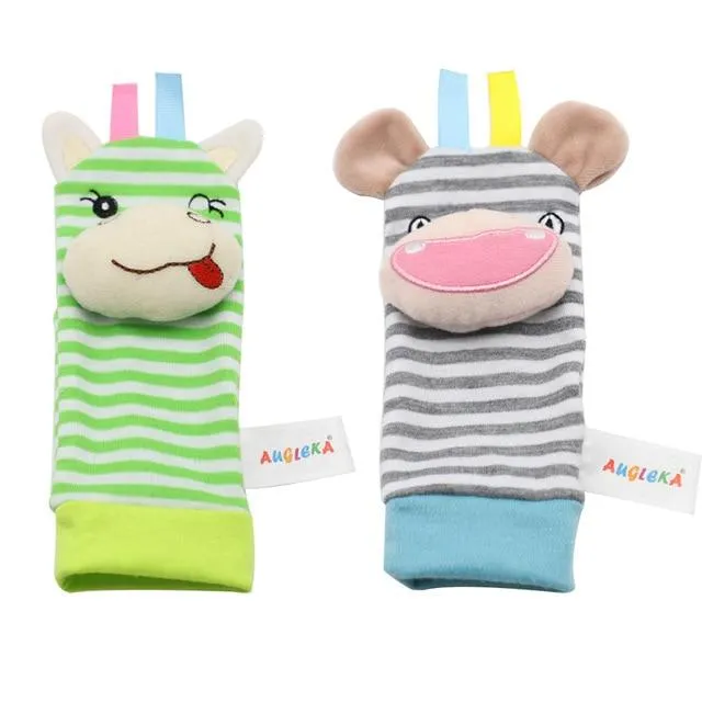Garden Bug Baby Wrist and Foot Rattles and Cute Cartoon Animal Socks 3-24M