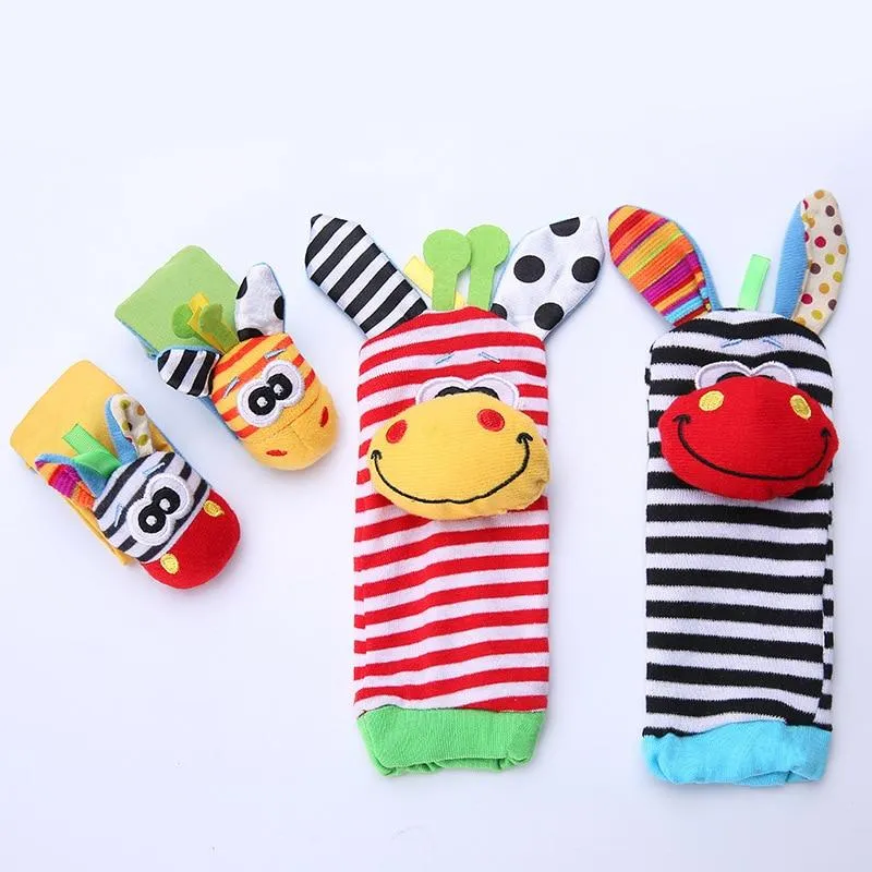 Garden Bug Baby Wrist and Foot Rattles and Cute Cartoon Animal Socks 3-24M