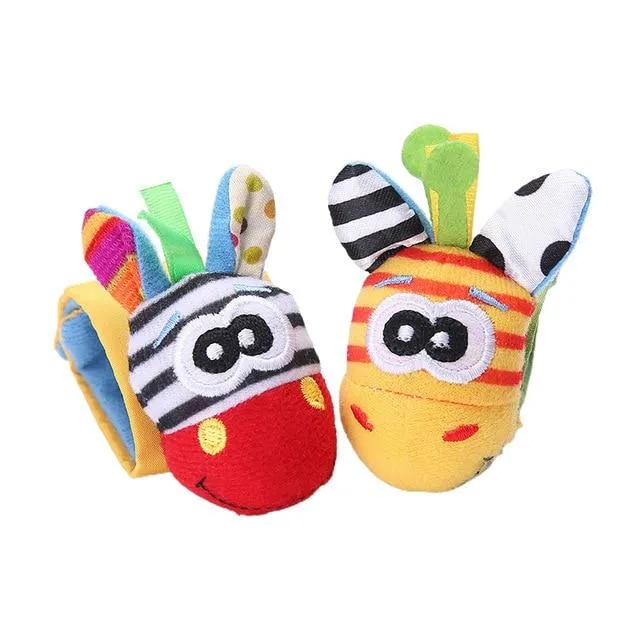 Garden Bug Baby Wrist and Foot Rattles and Cute Cartoon Animal Socks 3-24M