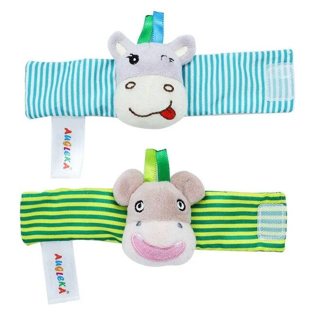 Garden Bug Baby Wrist and Foot Rattles and Cute Cartoon Animal Socks 3-24M