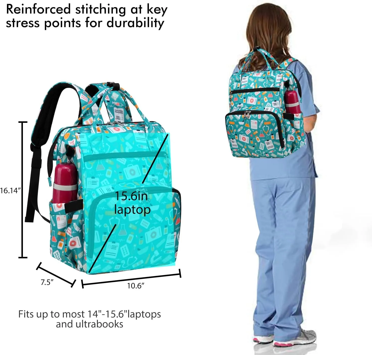 Gatycallaty Nursing Backpack, Green, for Nursing Students