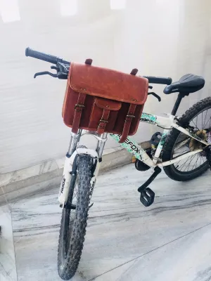 Genuine Goat Leather Messenger Satchel Motorcycle Tool Bag Brown Handlebar Sissy bar Travel bag Saddlebags Panniers