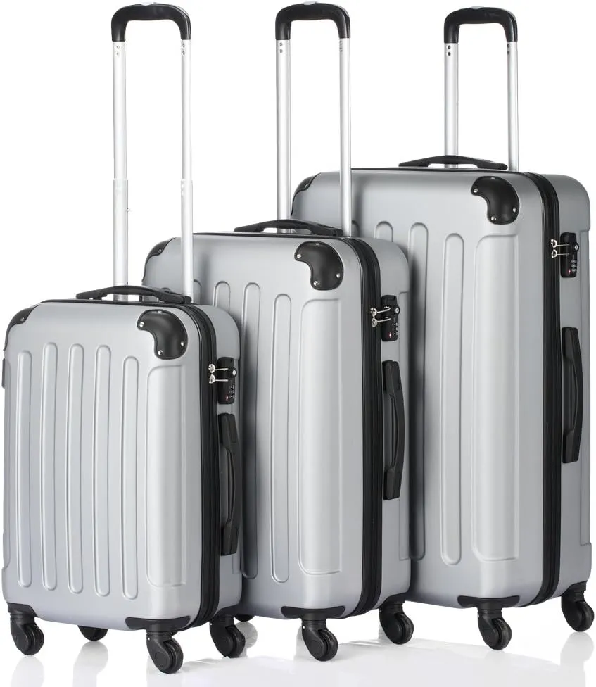 Goujxcy Suitcase,Luggage Sets 3 Piece Suitcase Spinner Travel Carry Eco-friendly Expandable with Password Lock Lightweight Durable