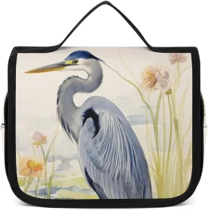 Great Blue Heron Portable Toiletry Bags,Travel Makeup Bags,Travel Cosmetic Bags,with Handle,Large Capacity