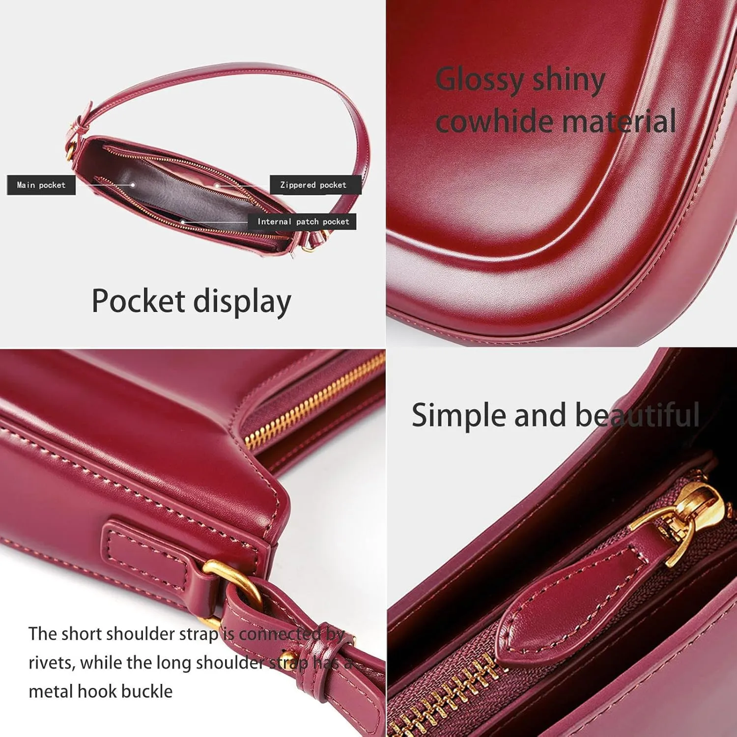 Handbags for Women 2024 Shoulder Retro Saddle Bags Genuine Leather Crossbody Bags for Women Medium Size