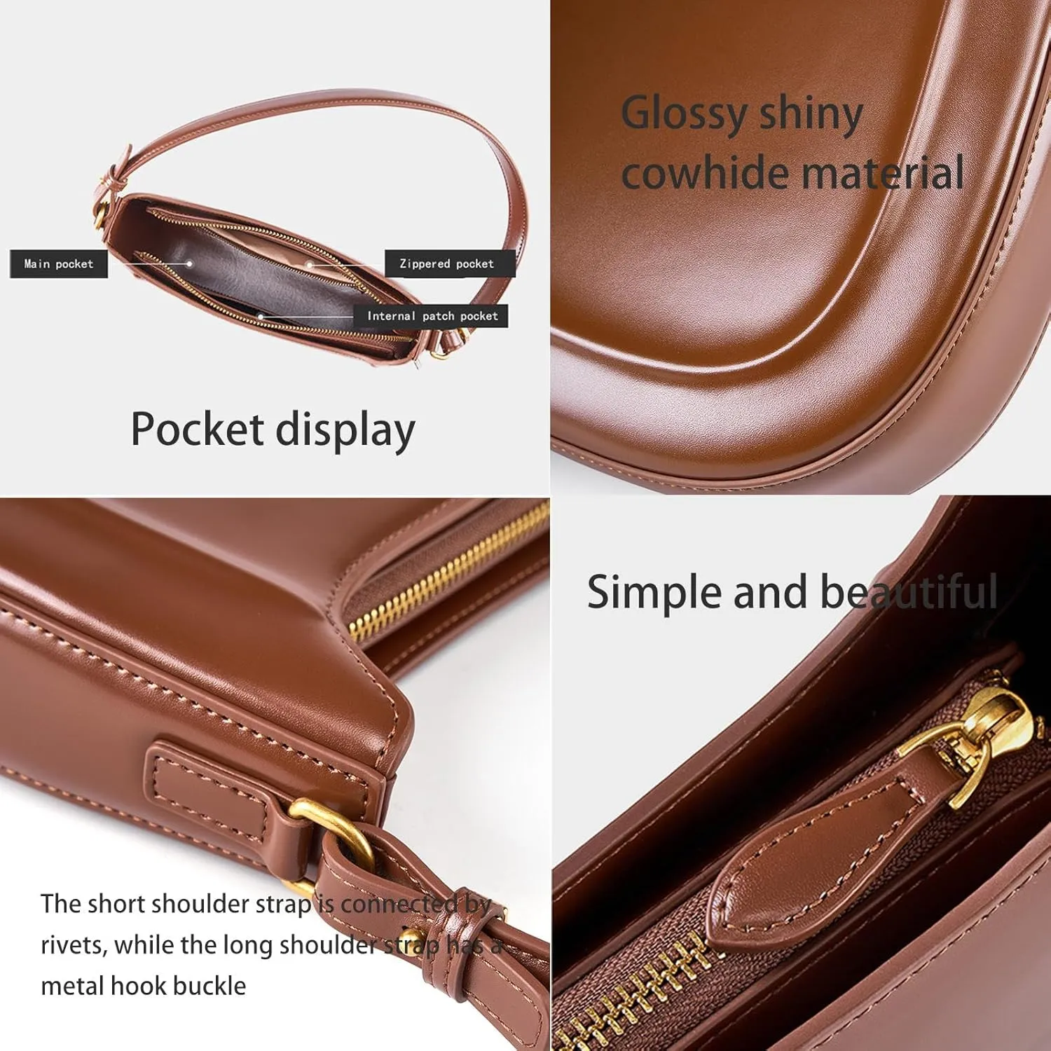 Handbags for Women 2024 Shoulder Retro Saddle Bags Genuine Leather Crossbody Bags for Women Medium Size