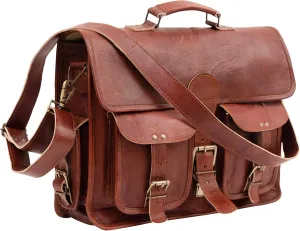 Handmade Leather Messenger Laptop Computer Satchel Distressed Bag (13" X 18") Stylish Backpack and Briefcase Bag for Men