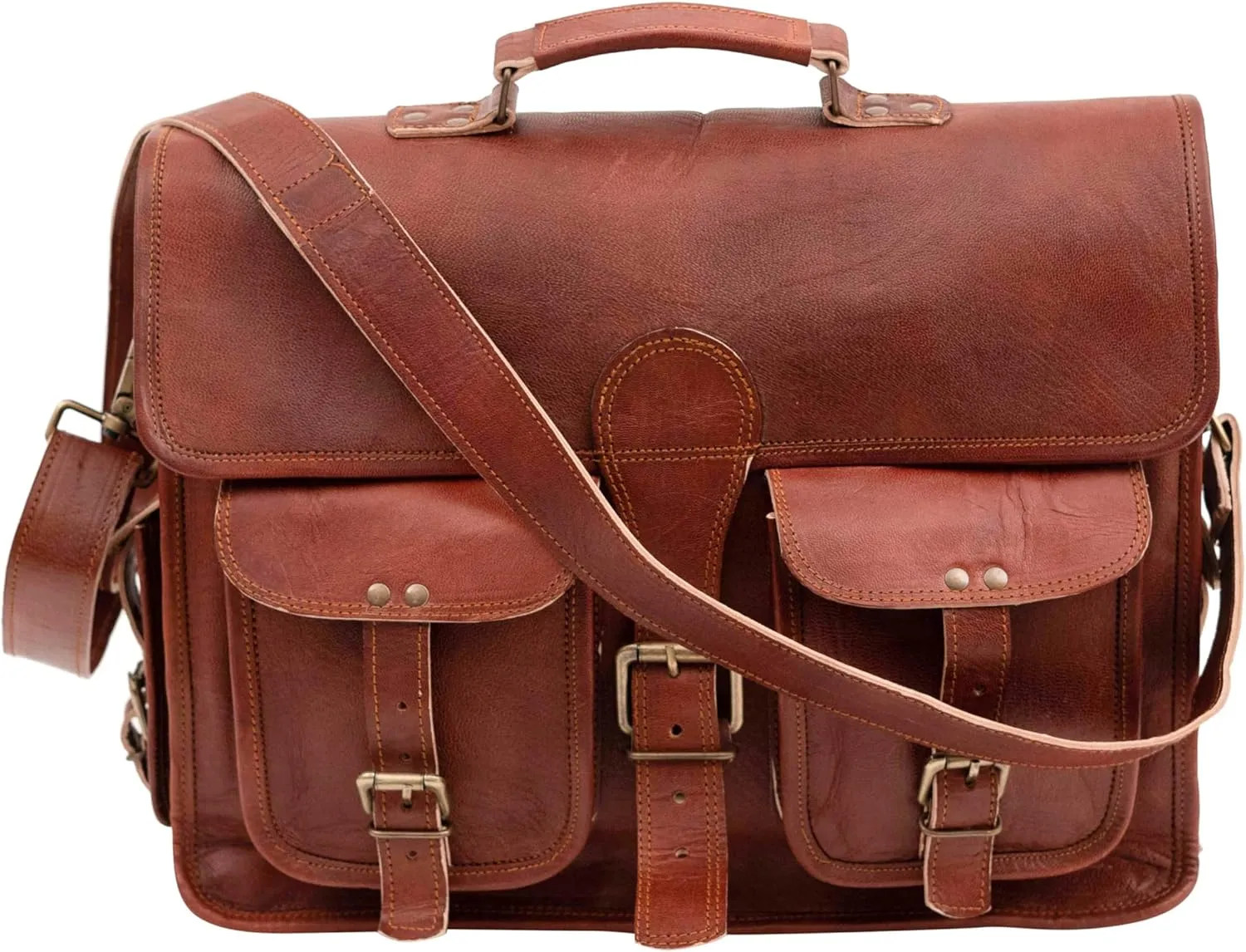 Handmade Leather Messenger Laptop Computer Satchel Distressed Bag (13" X 18") Stylish Backpack and Briefcase Bag for Men
