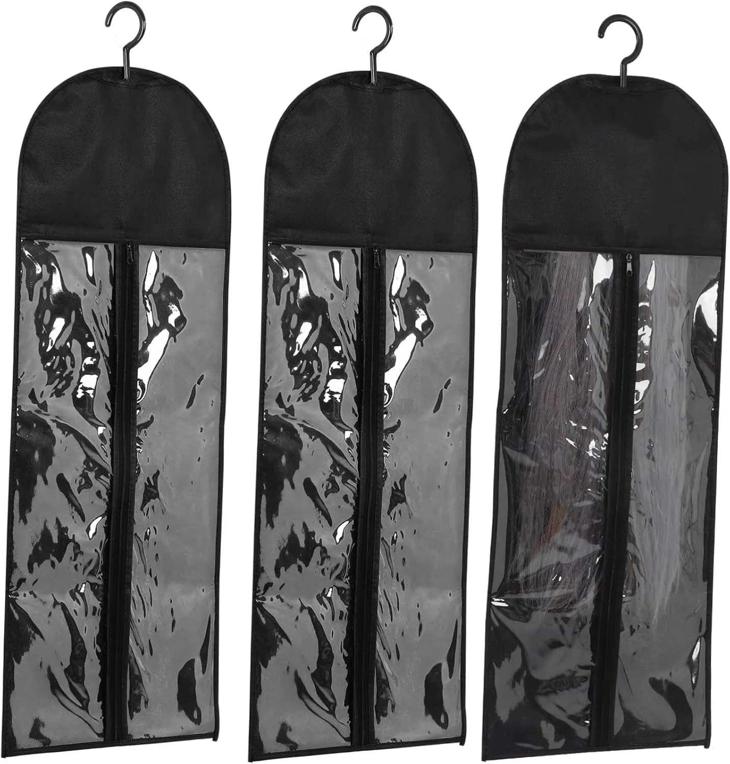 Hanger Storage Bag for Wigs Hair Extension Travel Bag Non-woven Fabric 3 Pack