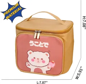 Hanging Travel Toiletry Bag with Spacious Compartments,Cute Cartoon Large Waterproof Portable Makeup Bag for Women (red)