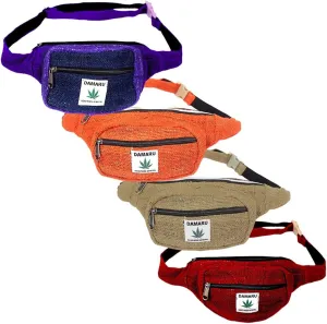 Hemp Fanny Pack Vegan Festival Belt Waist Bag Handmade Hip Bags Runners Belt for Hiking Fitness Adjustable Running Pouch for All Kinds of Phones Eco-Friendly for All Purpose (Red)