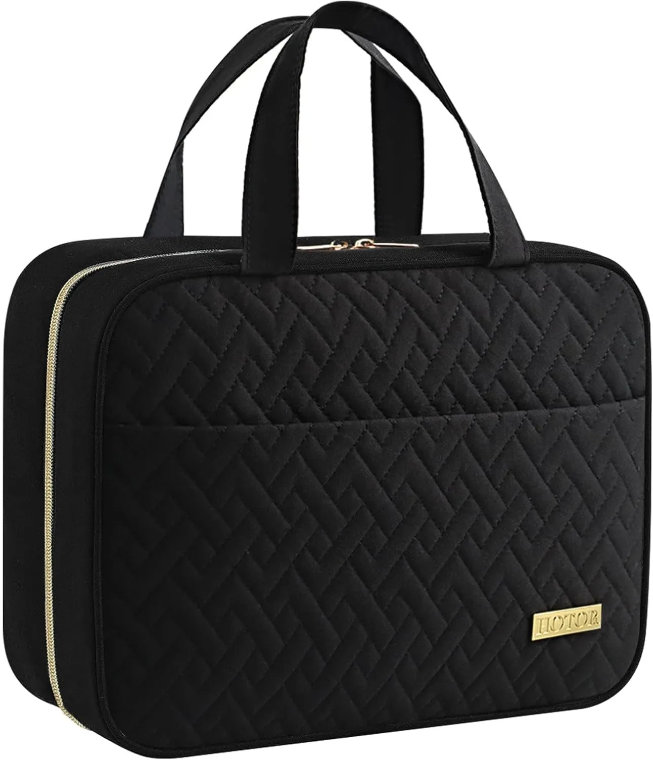 HOTOR Travel Toiletry Bag w/Hanging Hook - Spacious Toiletry Bag for Women & Men, Makeup Bag/Big Comparment, Waterproof for Travel Accessories, Black, 11.3"8.9"3.35"