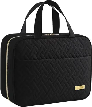 HOTOR Travel Toiletry Bag w/Hanging Hook - Spacious Toiletry Bag for Women & Men, Makeup Bag/Big Comparment, Waterproof for Travel Accessories, Black, 11.3"8.9"3.35"