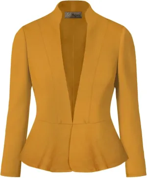 Hybrid & Company Women's Casual Work Office Elegant Open Front Premium Nylon Blazer Jacket