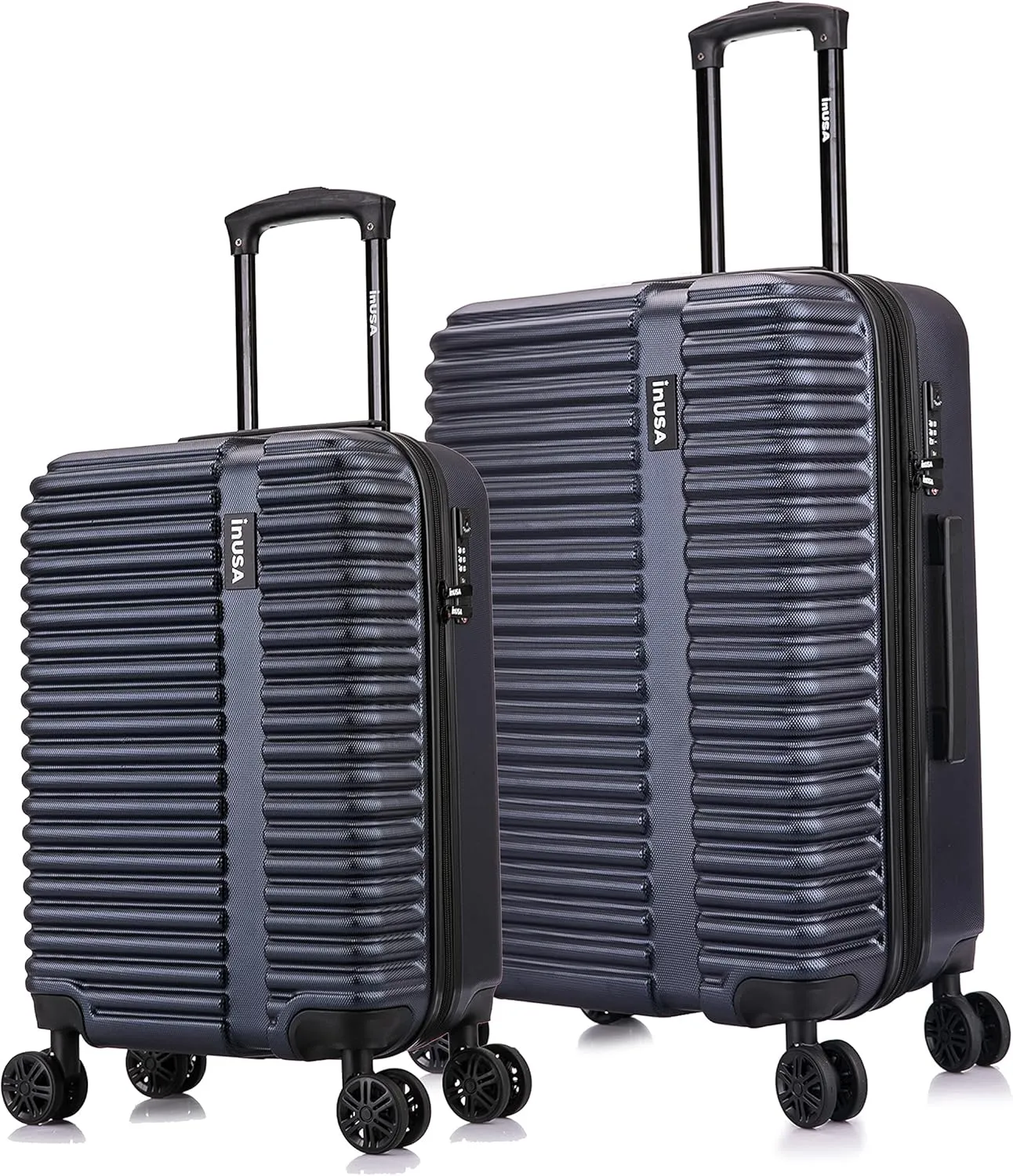 InUSA ALLY Travel Suitcase with Spinner Wheels | Lightweight Ergonomic Handles and TSA Lock Spacious Traveling Suitcases | (20/24) 2 Piece Hardside Luggage Set | Blue