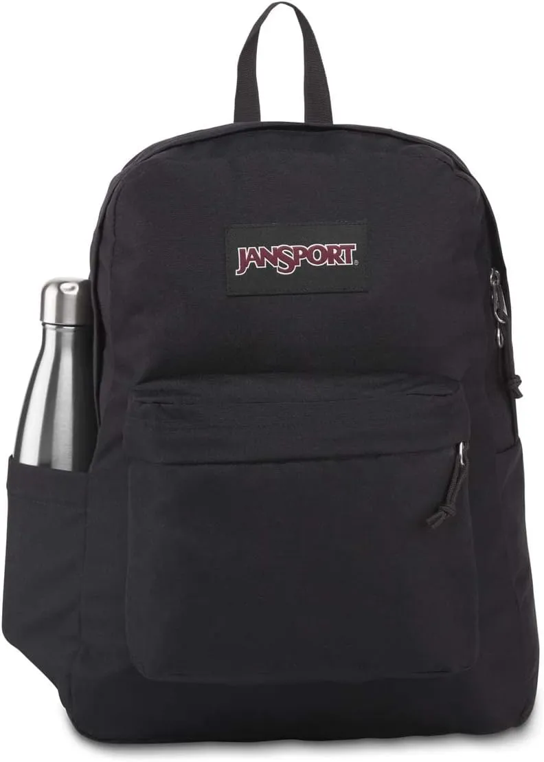 JanSport SuperBreak Plus Backpack with Padded 15-inch Laptop Sleeve and Integrated Bottle Pocket - Spacious and Durable Daypack for Work and Travel - Black