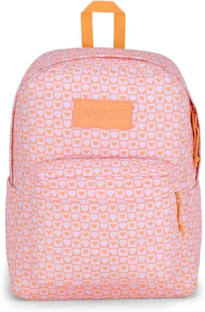JanSport SuperBreak Plus Backpack with Padded 15-inch Laptop Sleeve and Integrated Bottle Pocket - Spacious and Durable Daypack for Work and Travel - Hyped Hearts Pink